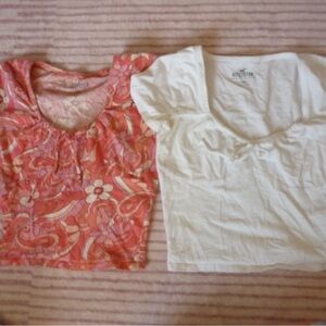 Hollister Pink Floral and White Tops bundle